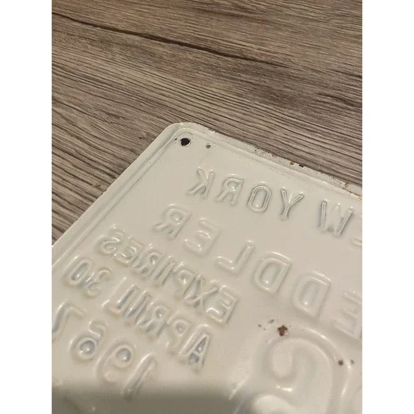 Vintage 1967 New York City Push Cart Licensed Peddler License Plate White Black